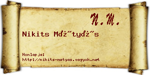 Nikits Mátyás névjegykártya