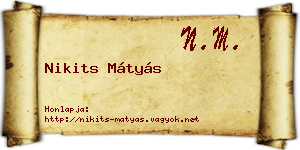 Nikits Mátyás névjegykártya